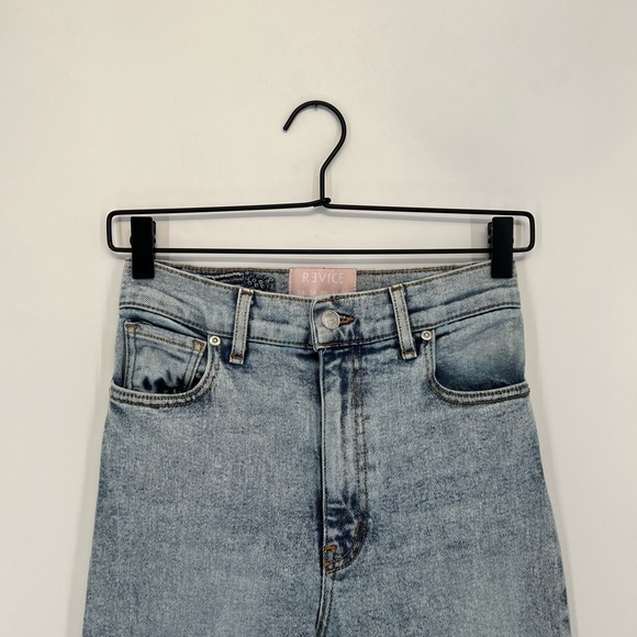 Revice Denim Reversed Bottom Cuffed Hem High Rise Straight Leg In Legally Blue - Picture 2 of 8